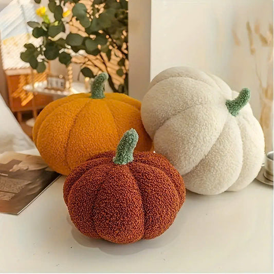 Cozy Pumpkin Plush Throw Pillow - Perfect for Halloween, Thanksgiving & Christmas Decor | Soft Polyester, Hand Wash Only