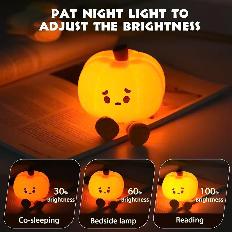 Halloween Modern Dimmable Silicone LED Pumpkin Desk Lamp, Adjustable Soft Lighting, Indoor Home Decor, Decorative Lights, Bedroom Decor